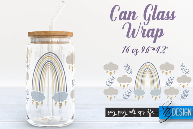 Rainbow Glass Can Wrap SVG | Beer Glass Can Wrap SVG | Libbey Glass Wrap SVG Fly Design 