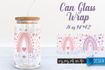 Rainbow Glass Can Wrap SVG | Beer Glass Can Wrap SVG | Libbey Glass Wrap SVG Fly Design 