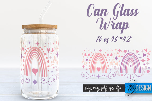 Rainbow Glass Can Wrap SVG | Beer Glass Can Wrap SVG | Libbey Glass Wrap SVG Fly Design 