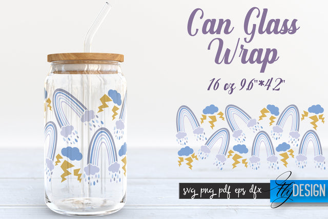 Rainbow Glass Can Wrap SVG | Beer Glass Can Wrap SVG | Libbey Glass Wrap SVG Fly Design 