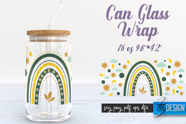 Rainbow Glass Can Wrap SVG | Beer Glass Can Wrap SVG | Libbey Glass Wrap SVG Fly Design 