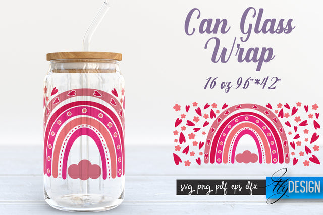 Rainbow Glass Can Wrap SVG | Beer Glass Can Wrap SVG | Libbey Glass Wrap SVG Fly Design 