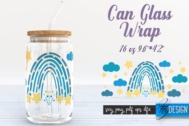 Rainbow Glass Can Wrap SVG | Beer Glass Can Wrap SVG | Libbey Glass Wrap SVG Fly Design 