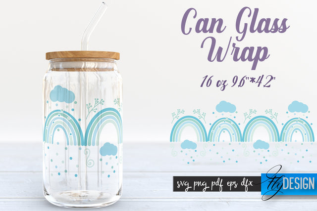 Rainbow Glass Can Wrap SVG | Beer Glass Can Wrap SVG | Libbey Glass Wrap SVG Fly Design 