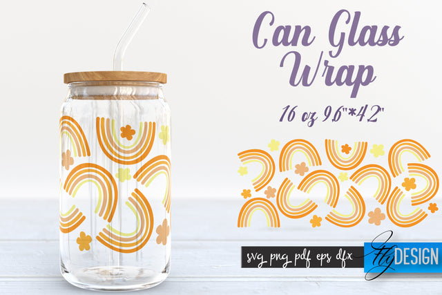 Rainbow Glass Can Wrap SVG | Beer Glass Can Wrap SVG | Libbey Glass Wrap SVG Fly Design 
