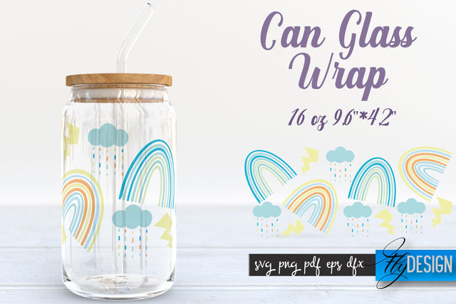 Rainbow Glass Can Wrap SVG | Beer Glass Can Wrap SVG | Libbey Glass Wrap SVG Fly Design 