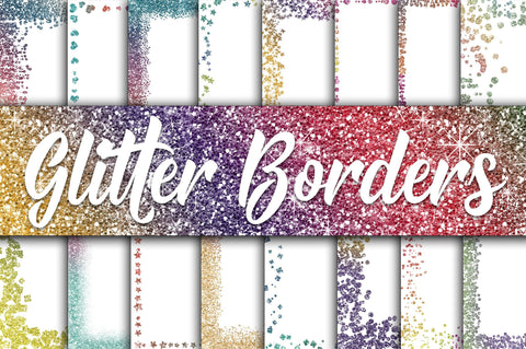 Rainbow Glitter Borders Digital Paper Sublimation Old Market 