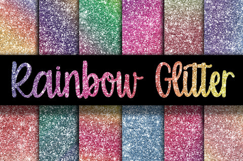 Rainbow Glitter Digital Paper Textures Sublimation Old Market 