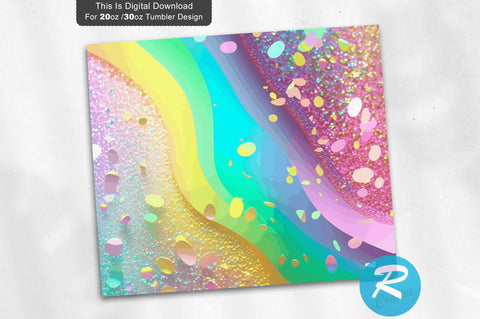 Rainbow Glitter Gold Glitter 20 oz / 30 oz Tumbler PNG Sublimation Regulrcrative 