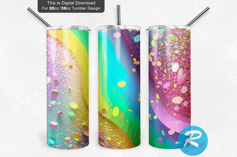 Rainbow Glitter Gold Glitter 20 oz / 30 oz Tumbler PNG Sublimation Regulrcrative 