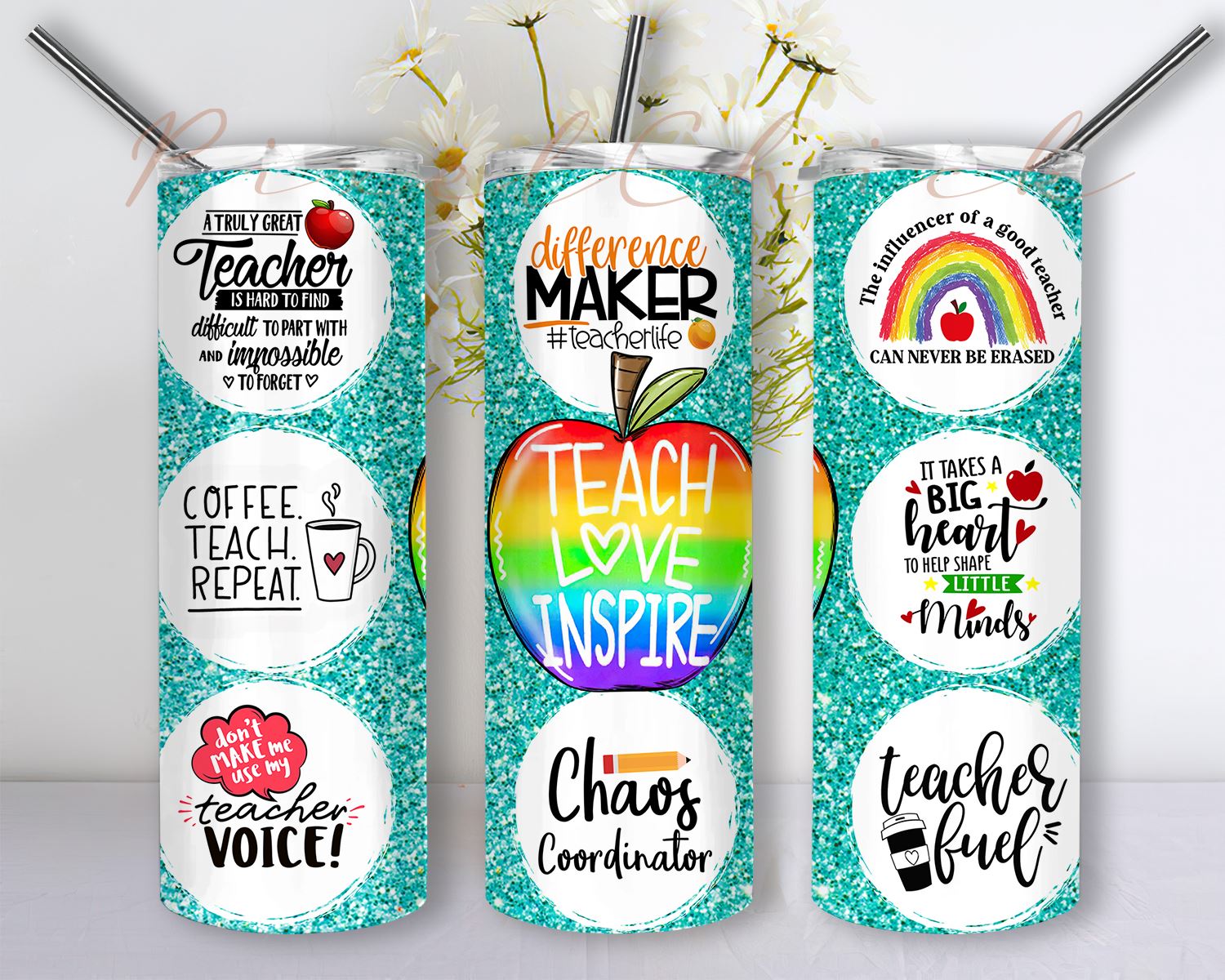 Teacher 20 oz Skinny Tumbler Bundle, Teacher Life Back To School  Sublimation Designs, Teacher Appreciation PNG Instant Download - So Fontsy