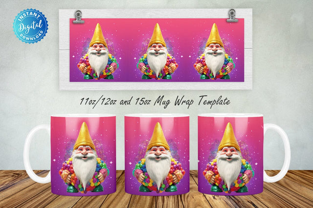 Rainbow Gnome 11, 12 & 15 Oz Mug Sublimation Sublimation Regulrcrative 
