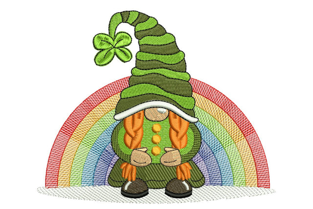Rainbow Gnome Girl Patricks Day Embroidery Designs Embroidery/Applique DESIGNS NextEmbroidery 