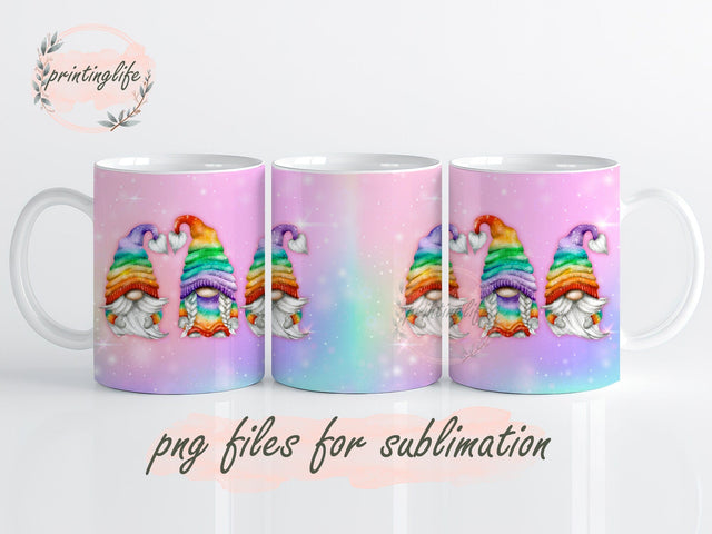 Rainbow Gnome Sparkle Mug Wrap Design, Gnome Mug Wrap, Mug For Mom, Rainbow Gnome Sublimation Sublimation PrintingLife 