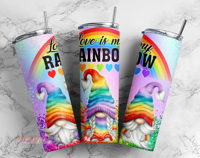 Rainbow Gnome Tumbler Wrap PNG, LGBTQ, 20 oz Skinny Sublimation Tumbler Designs For Tumbler Digital Download Sublimation CaldwellArt 