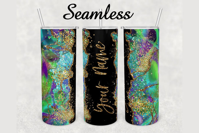 Rainbow Gold Glitter Marble Tumbler sublimation design 20 oz skinny tumbler wrap Sublimation BambinaCreations 