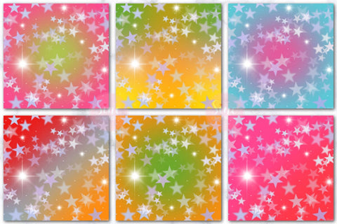 Rainbow Gradient Stars Bokeh Backgrounds Digital Pattern SineDigitalDesign 