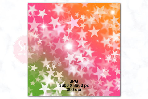 Rainbow Gradient Stars Bokeh Backgrounds Digital Pattern SineDigitalDesign 