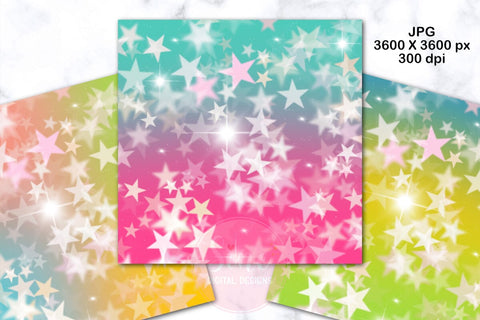 Rainbow Gradient Stars Bokeh Backgrounds Digital Pattern SineDigitalDesign 