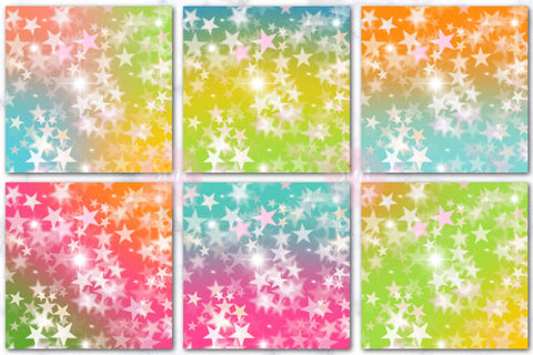 Rainbow Gradient Stars Bokeh Backgrounds Digital Pattern SineDigitalDesign 