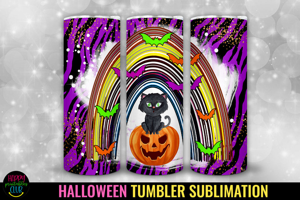 Rainbow Halloween Tumbler Sublimation I 20 Oz Tumbler PNG - So Fontsy