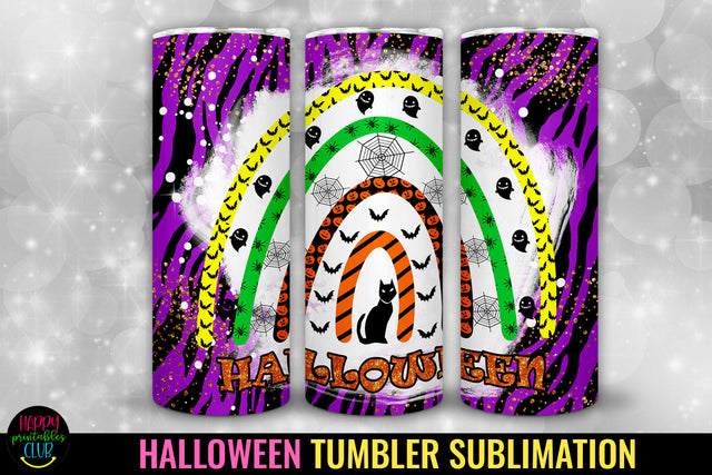 Rainbow Halloween Tumbler Sublimation I 20 Oz Tumbler PNG Sublimation Happy Printables Club 
