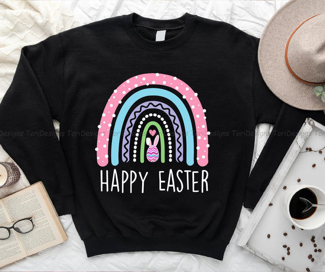 Rainbow Happy Easter PNG sublimation design Sublimation ToriDesigns 