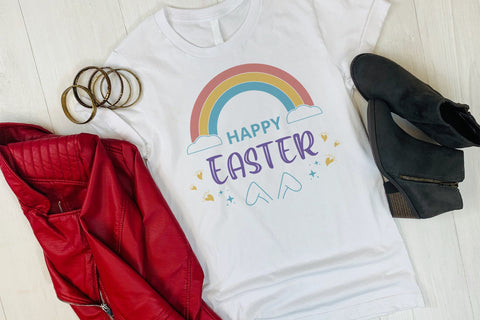 Rainbow Happy Easter Svg, Easter Svg, Rainbow svg, Clouy Easter SVG SmmrDesign 