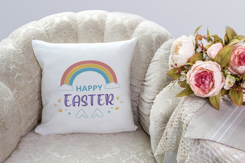 Rainbow Happy Easter Svg, Easter Svg, Rainbow svg, Clouy Easter SVG SmmrDesign 