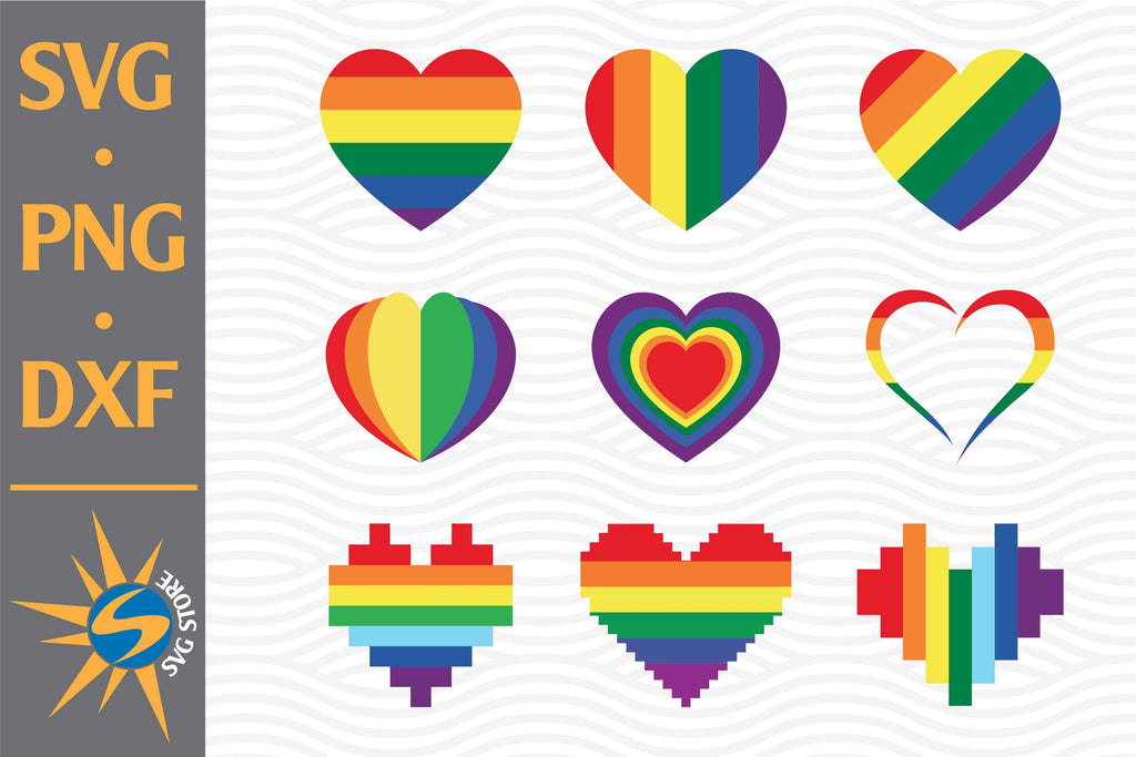 Rainbow Heart SVG, PNG, DXF Digital Files Include - So Fontsy