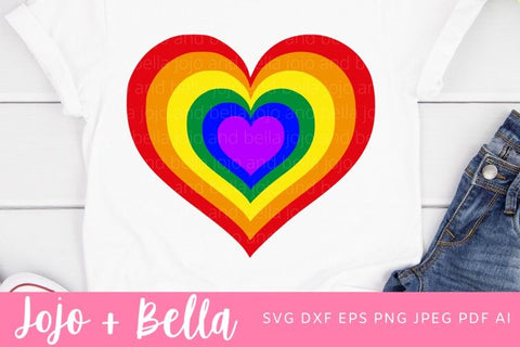 Rainbow Heart Svg, Rainbow Svg, LGBT Svg, Pride Svg, Nurse Svg, Virus Svg, Essential Worker Svg, Rainbow Clipart, Rainbow Png heart cut file SVG Jojo&Bella 