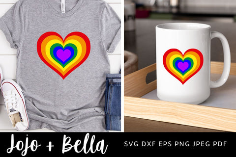 Rainbow Heart Svg, Rainbow Svg, LGBT Svg, Pride Svg, Nurse Svg, Virus Svg, Essential Worker Svg, Rainbow Clipart, Rainbow Png heart cut file SVG Jojo&Bella 