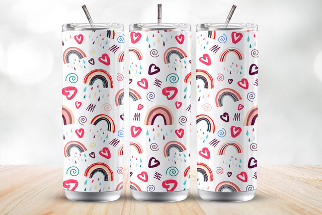 Rainbow, Hearts 20 Oz Tumbler Wrap Sublimation Design Sublimation MockupSvgVenue 