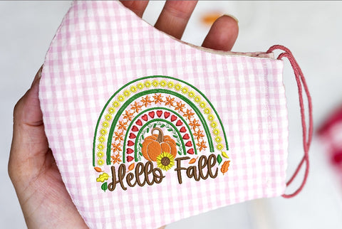 Rainbow Hello fall embroidery design, autumn embroidery, pumpkin embroidery design, 4 sizes, Instant download. Embroidery/Applique DESIGNS ArtEMByNatalia 