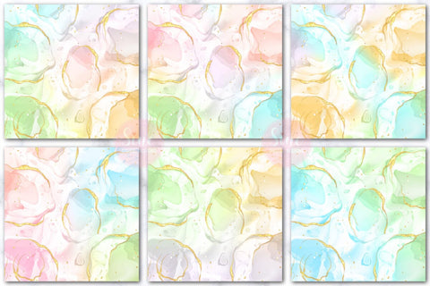 Rainbow Ink Art and Metallic Gold Background Set Digital Pattern SineDigitalDesign 