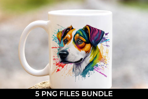 Rainbow Jack Russell Terrier Dog Watercolor Bundle Free For Commercial Use Sublimation Sintegra 
