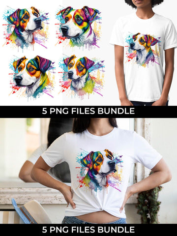 Rainbow Jack Russell Terrier Dog Watercolor Bundle Free For Commercial Use Sublimation Sintegra 