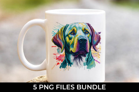Rainbow Labrador Retriever Watercolor Bundle for Sublimation Free For Commercial Use Sublimation Sintegra 