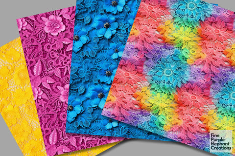 Rainbow Lace Digital Paper | Colorful Pride Scrapbook Digital Pattern Fine Purple Elephant Creations 