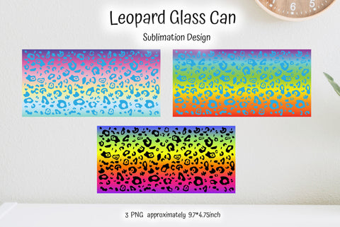 Rainbow Leopard 16 Oz Glass Can Wrap Sublimation Sublimation Kseniia designer 