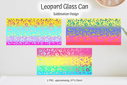 Rainbow Leopard 16 Oz Glass Can Wrap Sublimation Sublimation Kseniia designer 