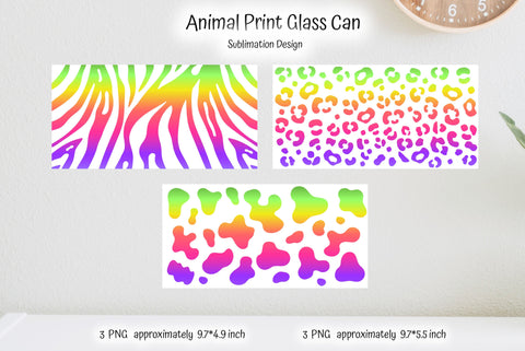 Rainbow Leopard And Zebra Libbey Glass Wrap Sublimation Sublimation Kseniia designer 