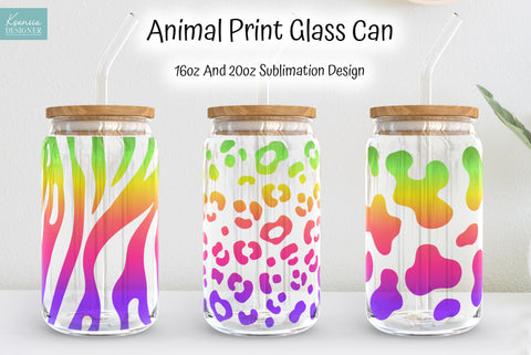 Rainbow Leopard And Zebra Libbey Glass Wrap Sublimation Sublimation Kseniia designer 