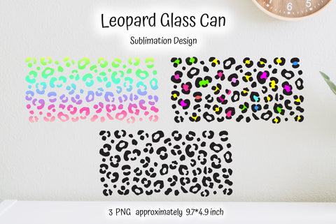 Rainbow Leopard Glass Can Sublimation Designs. Animal Print Sublimation Kseniia designer 