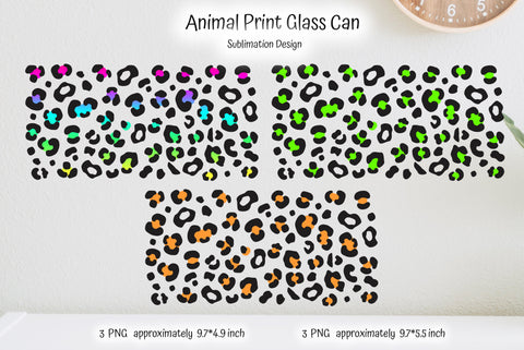 Rainbow Leopard Glass Can Sublimation Designs. Animal Print Sublimation Kseniia designer 
