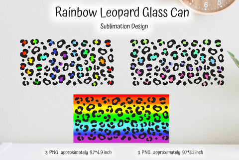 Rainbow Leopard Glass Wrap Sublimation. Animal Print Sublimation Kseniia designer 