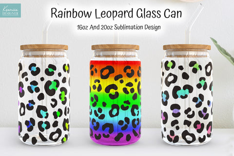 Rainbow Leopard Glass Wrap Sublimation. Animal Print Sublimation Kseniia designer 