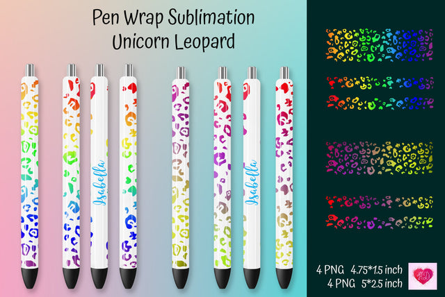 Rainbow Leopard Pen Wrap Sublimation. Waterslide Pen Wraps Sublimation Kseniia designer 