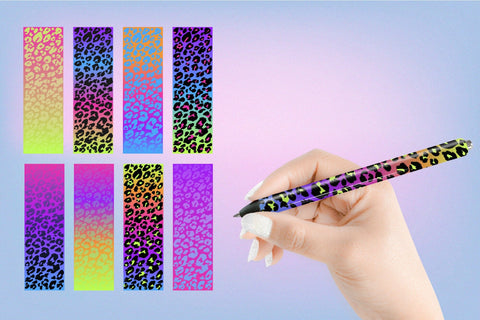 Rainbow Leopard Pen Wraps Bundle Waterslide Designs Sublimation OrangeBrushStudio 