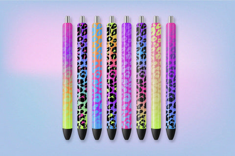Rainbow Leopard Pen Wraps Bundle Waterslide Designs Sublimation OrangeBrushStudio 